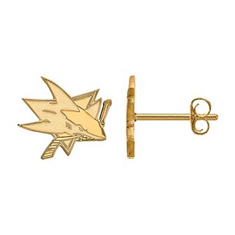 LogoArt San Jose Sharks 14k Gold Mini Logo Stud Earrings