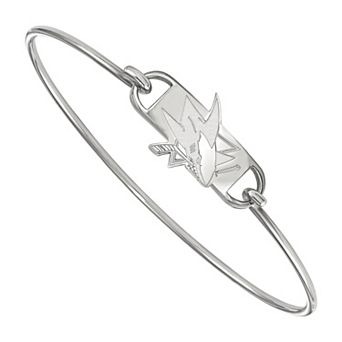 LogoArt San Jose Sharks Sterling Silver Wire Bangle Bracelet