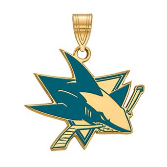 LogoArt San Jose Sharks Sterling Silver Large Enamel Pendant