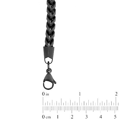 Van Heusen Men's Stainless Steel Franco Chain Bracelet - Black 9.5 Inch Extendable Clasp, Gift Box