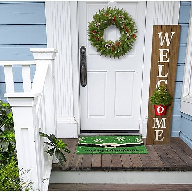 RugSmith Merry Xmas Snow Flakes 18'' x 30'' Doormat