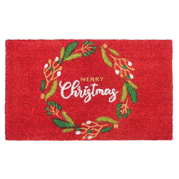 RugSmith Merry Xmas Wreath 18'' x 30'' Doormat