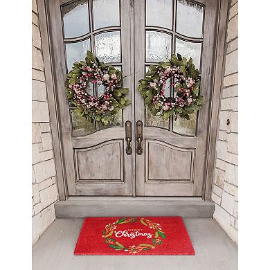 RugSmith Merry Xmas Wreath 18'' x 30'' Doormat
