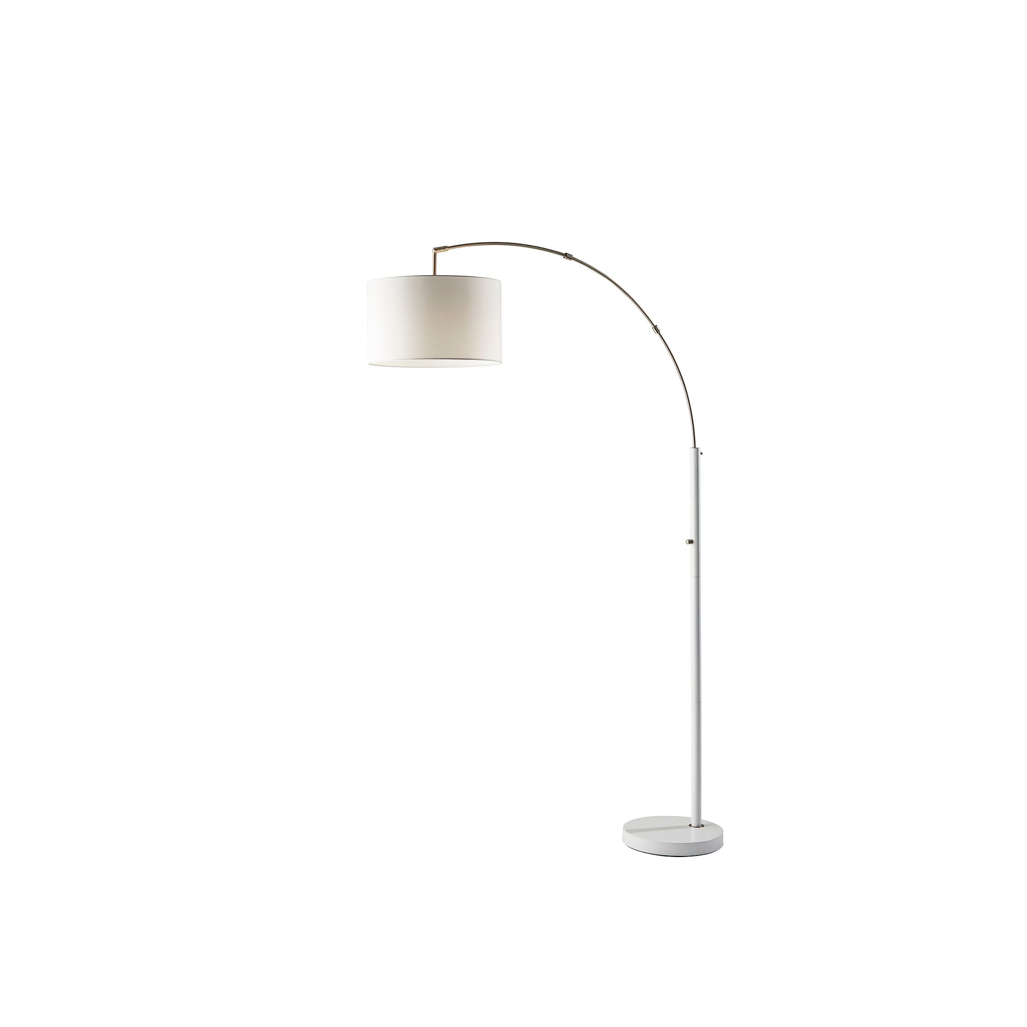 ADESSO Preston Arc Floor Lamp, White Brushed Silver