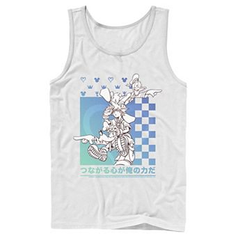 Men's Disney Kingdom Hearts Sora Donald Goofy Kanji Checkerboard Tank Top