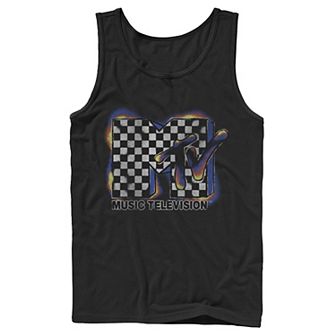 Men's MTV Music Television Burnt Checker Logo Tank Top