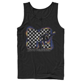 Men's MTV Music Television Burnt Checker Logo Tank Top
