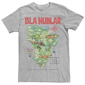 Men's Jurassic Park Islas Nublar Landmark Map Tee