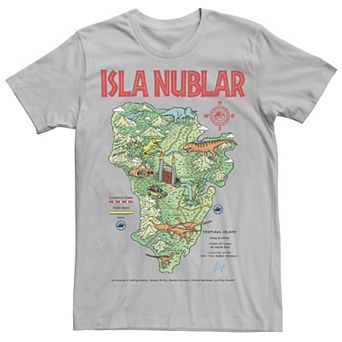 Men's Jurassic Park Islas Nublar Landmark Map Tee