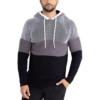 Men's Xray Colorblock Knitted Hooded Pullover Sweater