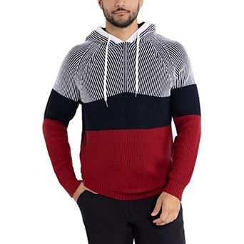 Men's Xray Colorblock Knitted Hooded Pullover Sweater