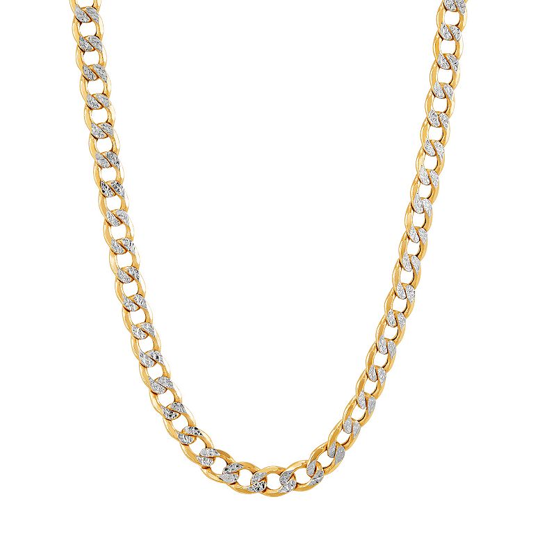 Everlasting Gold 10k Gold 4.9 mm Pave Curb Chain Necklace - 26 in., Women