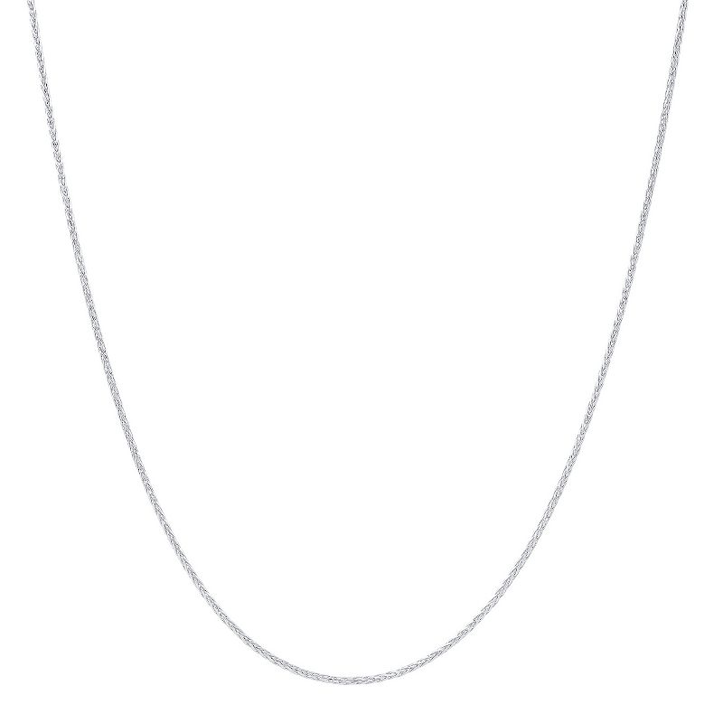 Everlasting Gold 14k White Gold 0.75 mm Solid Wheat Chain Necklace - 18 in