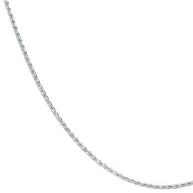 Everlasting Gold 14k White Gold 0.75 mm Solid Wheat Chain Necklace - 18 in.