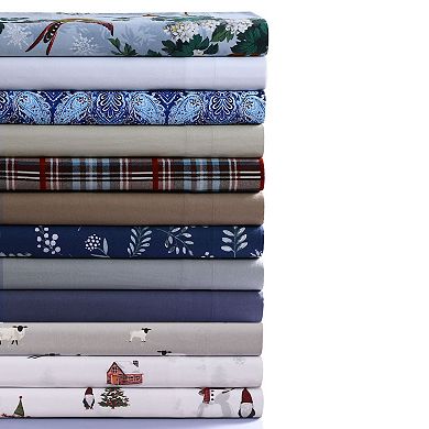 Azores Home Solid 170-GSM Flannel Extra Deep Pocket Sheet Set with Pillowcases