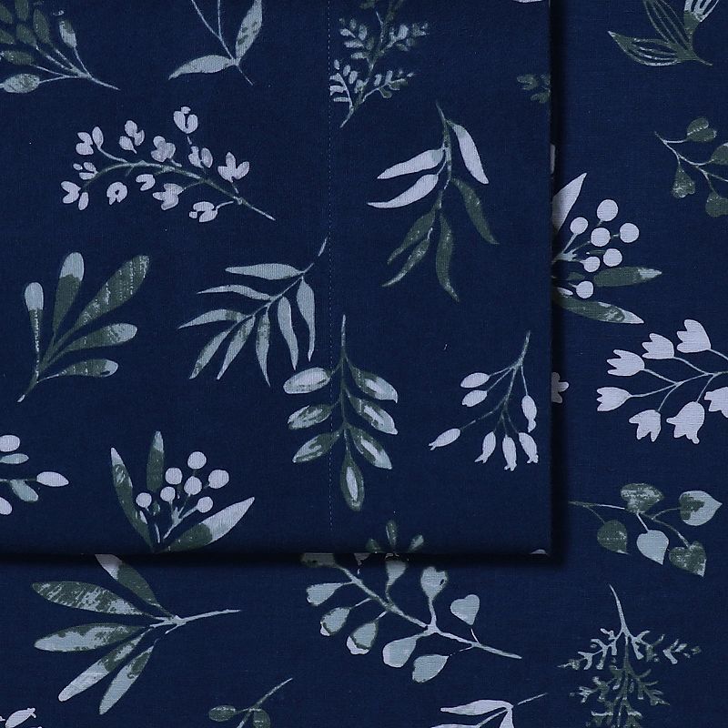 Azores Home Flannel Extra Deep Pocket Sheet Set, Dark Blue, Queen Set