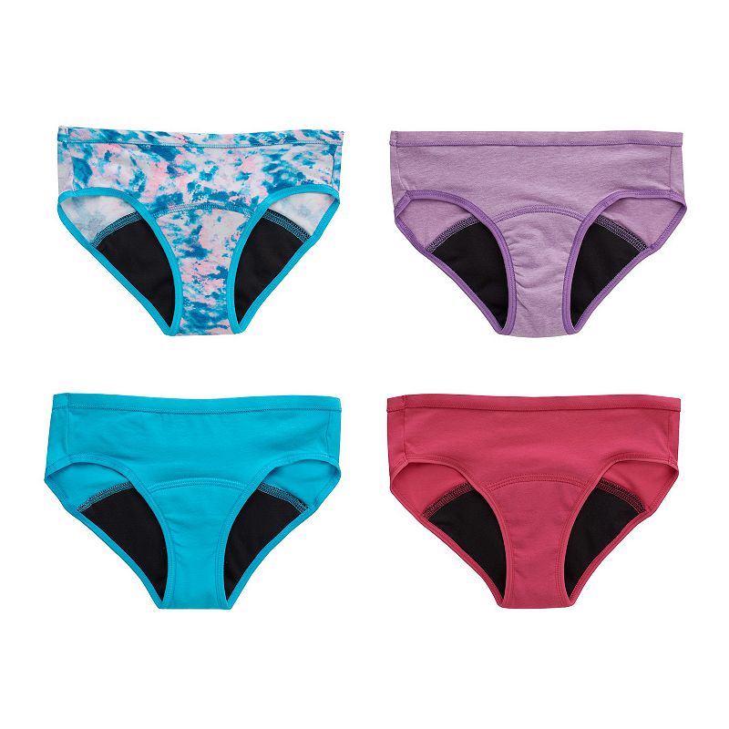 Girls Hanes Ultimate 4-Pack Comfort Period Hipster Panties, Girls, Size: 8