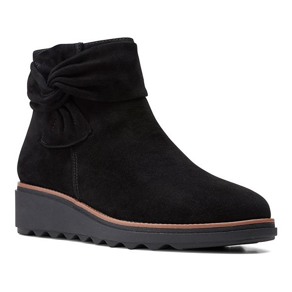 Clarks collection suede clearance ankle boots with bow