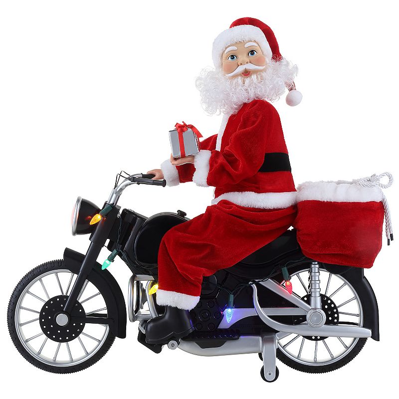 60943046 Mr Christmas Motorcycling Santa Floor Decor, Multi sku 60943046