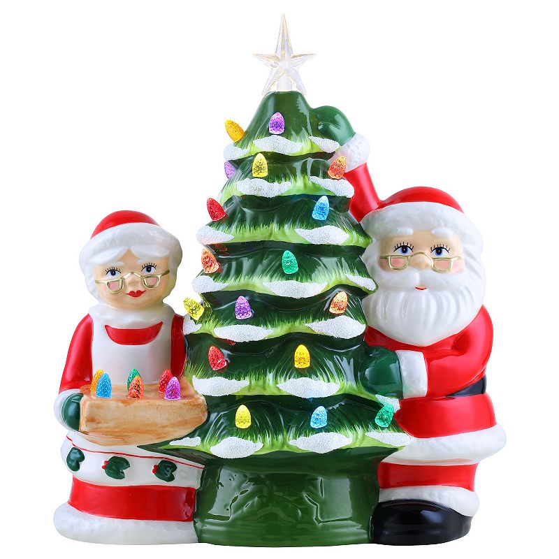 Mr Christmas Santa & Mrs. Claus Deck The Halls Christmas Tree Table Decor, 