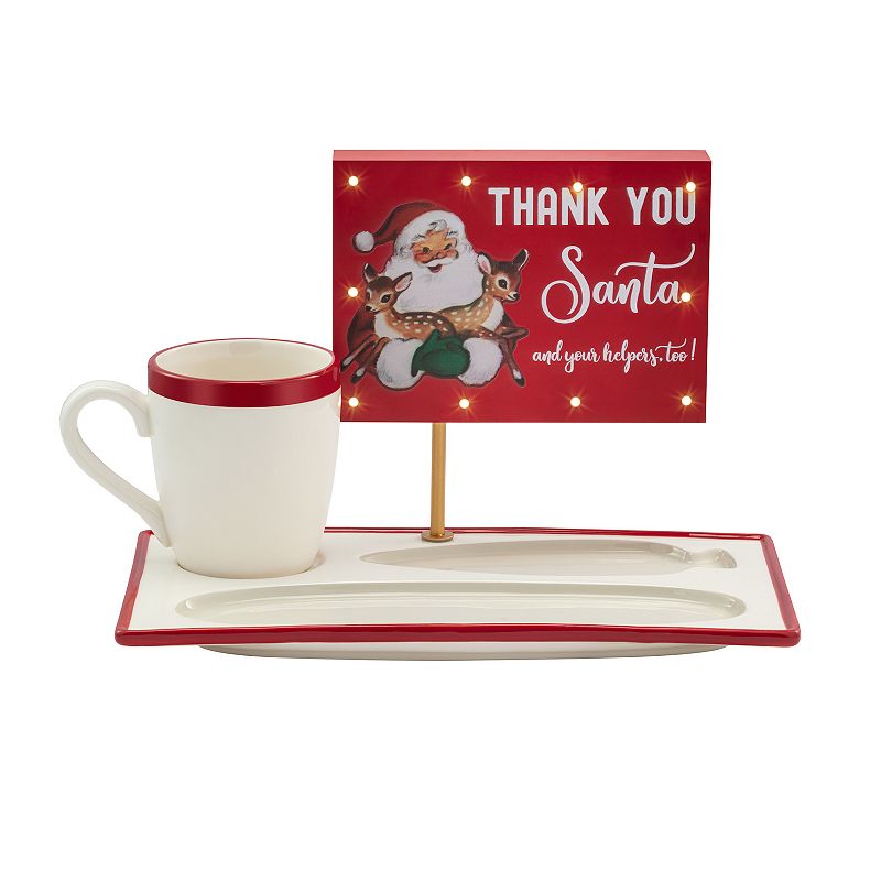 Mr Christmas Milk & Cookies Santa Serving 2-piece Set, Multicolor