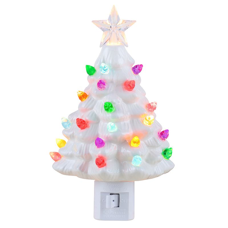 Mr Christmas White Nostalgic Tree Nightlight 2-piece Set, Multicolor