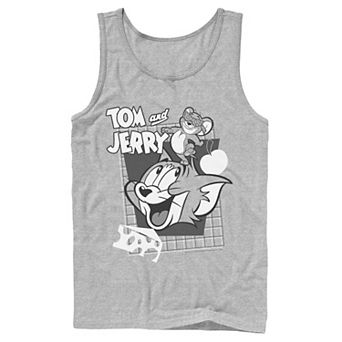 Men's Tom And Jerry Retro Collage Greyscale Portrait Tank Top
