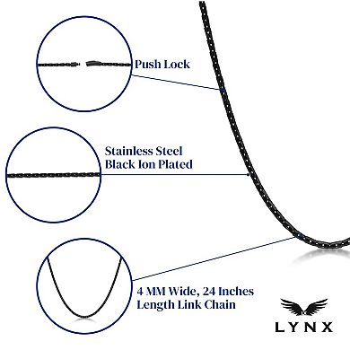LYNX Men's Ion-Plated Stainless Steel Link Chain Necklace