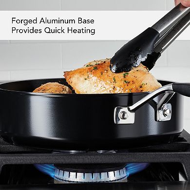 KitchenAid Hard-Anodized Nonstick Deep Frying Sauté Pan with Lid, 3-Quart