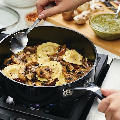 KitchenAid Hard-Anodized Nonstick Deep Frying Sauté Pan with Lid, 3-Quart