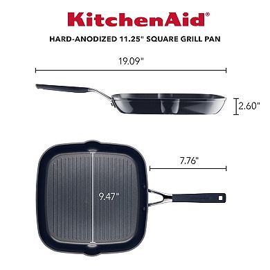 KitchenAid® 11.25-in. Hard-Anodized Square Grill Pan