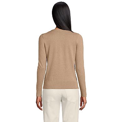 Women's Lands' End Fine-Gauge Cotton Cardigan Sweater