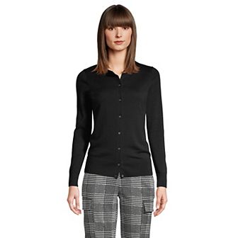 Women's Lands' End Fine-Gauge Cotton Cardigan Sweater