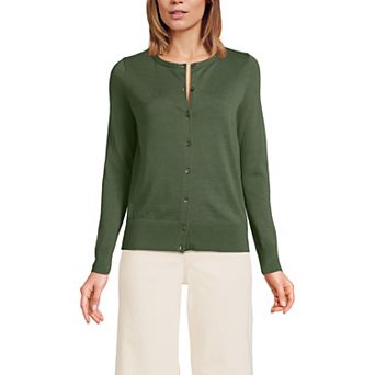 Women's Lands' End Fine-Gauge Cotton Cardigan Sweater