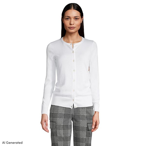 Women's Lands' End FineGauge Cotton Cardigan Sweater