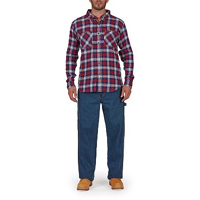 Men's Smith's Workwear Regular-Fit Two-Pocket Flannel Button-Down Shirt