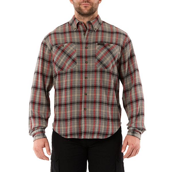 Men's Smith's Workwear Regular-Fit Two-Pocket Flannel Button-Down Shirt