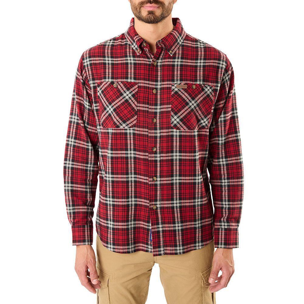 Men's Smith's Workwear Regular-Fit Two-Pocket Flannel Button-Down