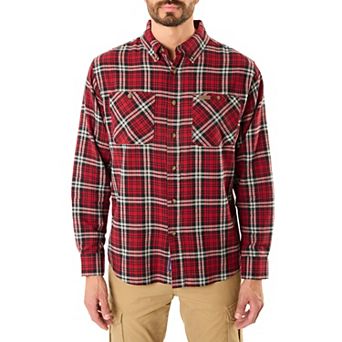 Men's Smith's Workwear Regular-Fit Two-Pocket Flannel Button-Down Shirt