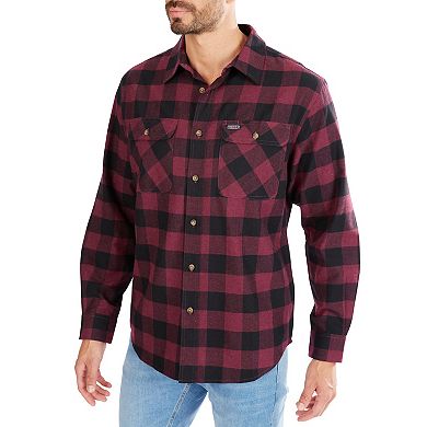 Men's Smith's Workwear Regular-Fit Buffalo Plaid Two-Pocket Flannel Button-Down Shirt