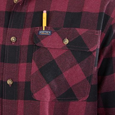 Men's Smith's Workwear Regular-Fit Buffalo Plaid Two-Pocket Flannel Button-Down Shirt