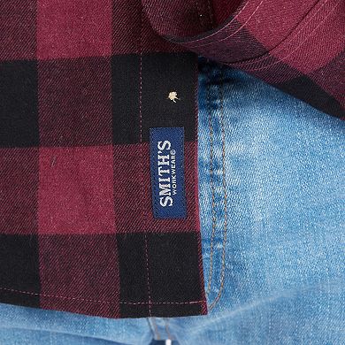 Men's Smith's Workwear Regular-Fit Buffalo Plaid Two-Pocket Flannel Button-Down Shirt