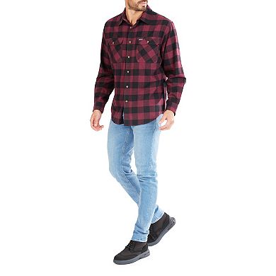 Men's Smith's Workwear Regular-Fit Buffalo Plaid Two-Pocket Flannel Button-Down Shirt