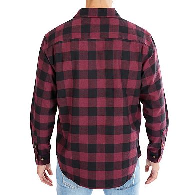 Men's Smith's Workwear Regular-Fit Buffalo Plaid Two-Pocket Flannel Button-Down Shirt