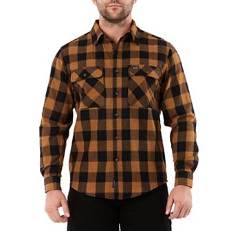 Men's Smith's Workwear Regular-Fit Buffalo Plaid Two-Pocket Flannel Button-Down Shirt