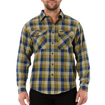 Men's Smith's Workwear Regular-Fit Buffalo Plaid Two-Pocket Flannel Button-Down Shirt
