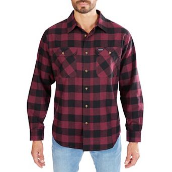 Men's Smith's Workwear Regular-Fit Buffalo Plaid Two-Pocket Flannel Button-Down Shirt