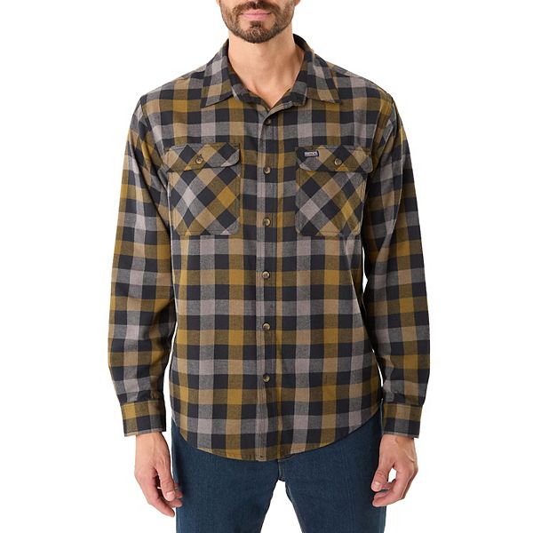 Men's Smith's Workwear Regular-Fit Buffalo Plaid Two-Pocket Flannel ...