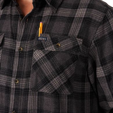 Men's Smith's Workwear Regular-Fit Plaid Two-Pocket Flannel Button-Down Shirt