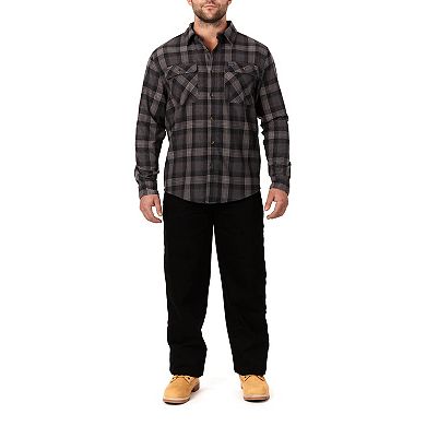 Men's Smith's Workwear Regular-Fit Plaid Two-Pocket Flannel Button-Down Shirt